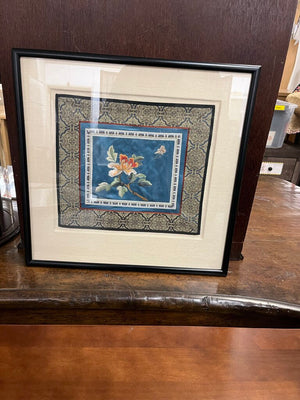 Vintage Chinese Silk Flower Embroidered Panel