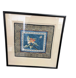 Vintage Chinese Silk Flower Embroidered Panel