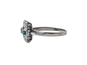 Ring 18k White Gold w/ Emeralds & Diamonds