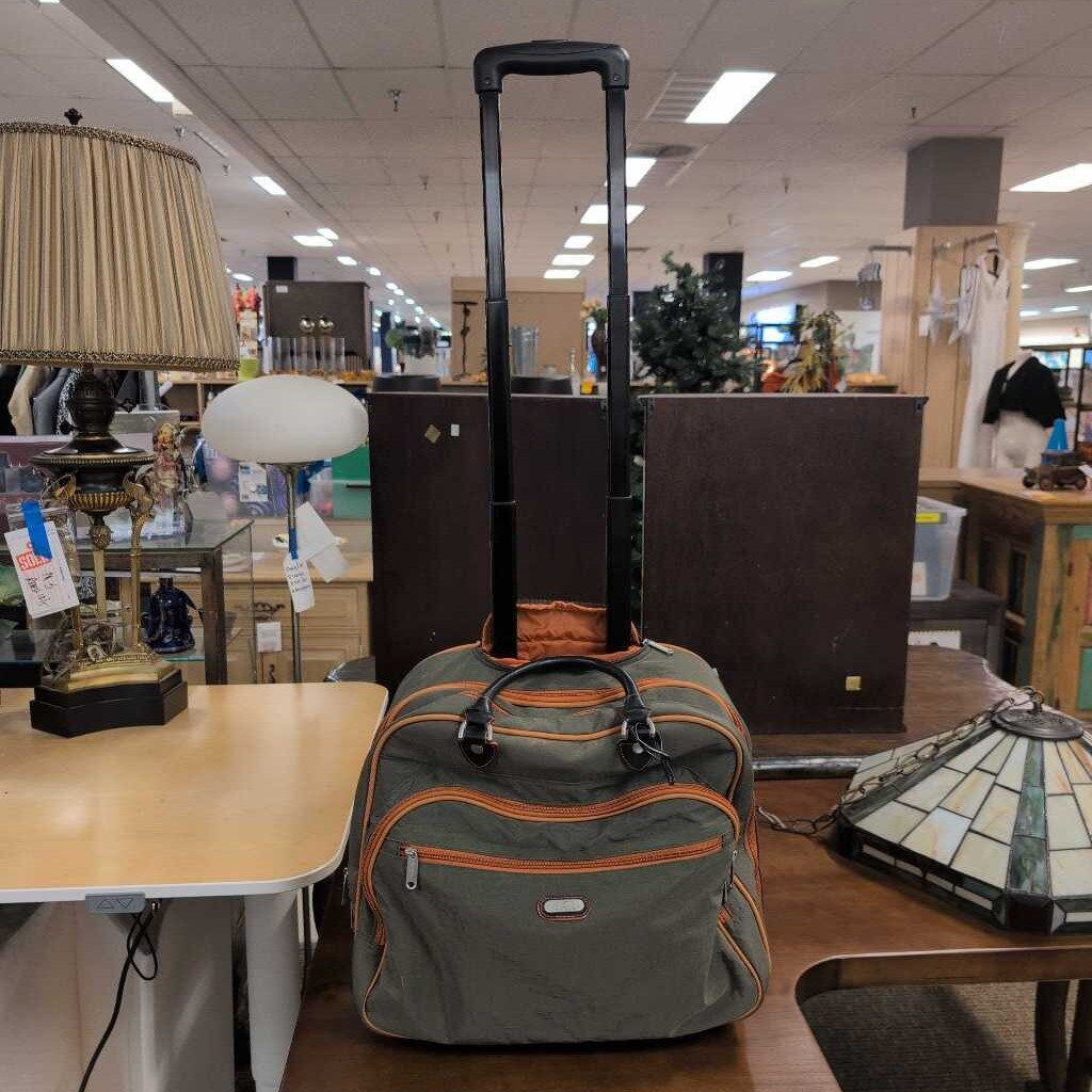 Baggallini Travel Bag Luggage Rolling Carry On-Olive & Rust
