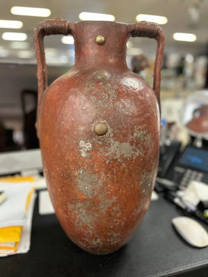 Rustic Tall Brown Clay Urn 20 Inches Tall (Chipped Handle)