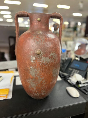 Rustic Tall Brown Clay Urn 20 Inches Tall (Chipped Handle)