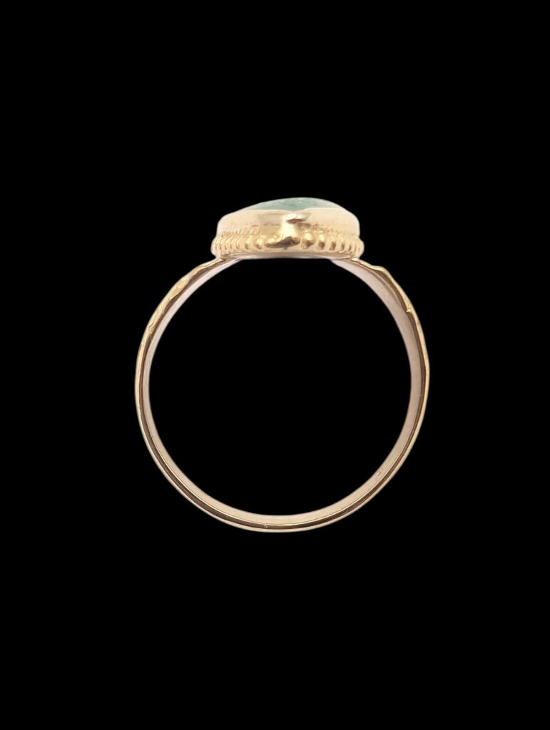 Ring 14k Yellow Gold w/ Jade Marquise Cabochon