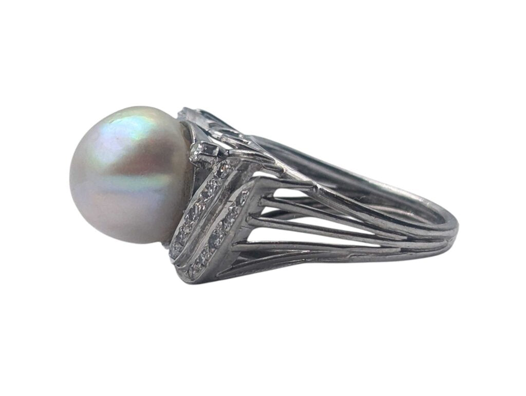 Ring Pearl & Diamonds Mixed Metals (AG, AU, PD, RH)