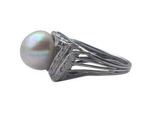 Ring Pearl & Diamonds Mixed Metals (AG, AU, PD, RH)