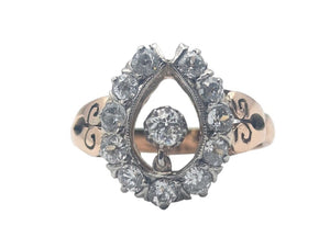 Ring Yellow Gold & Platinum Horseshoe w/ Diamonds