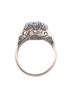 Ring Yellow Gold & Platinum Horseshoe w/ Diamonds