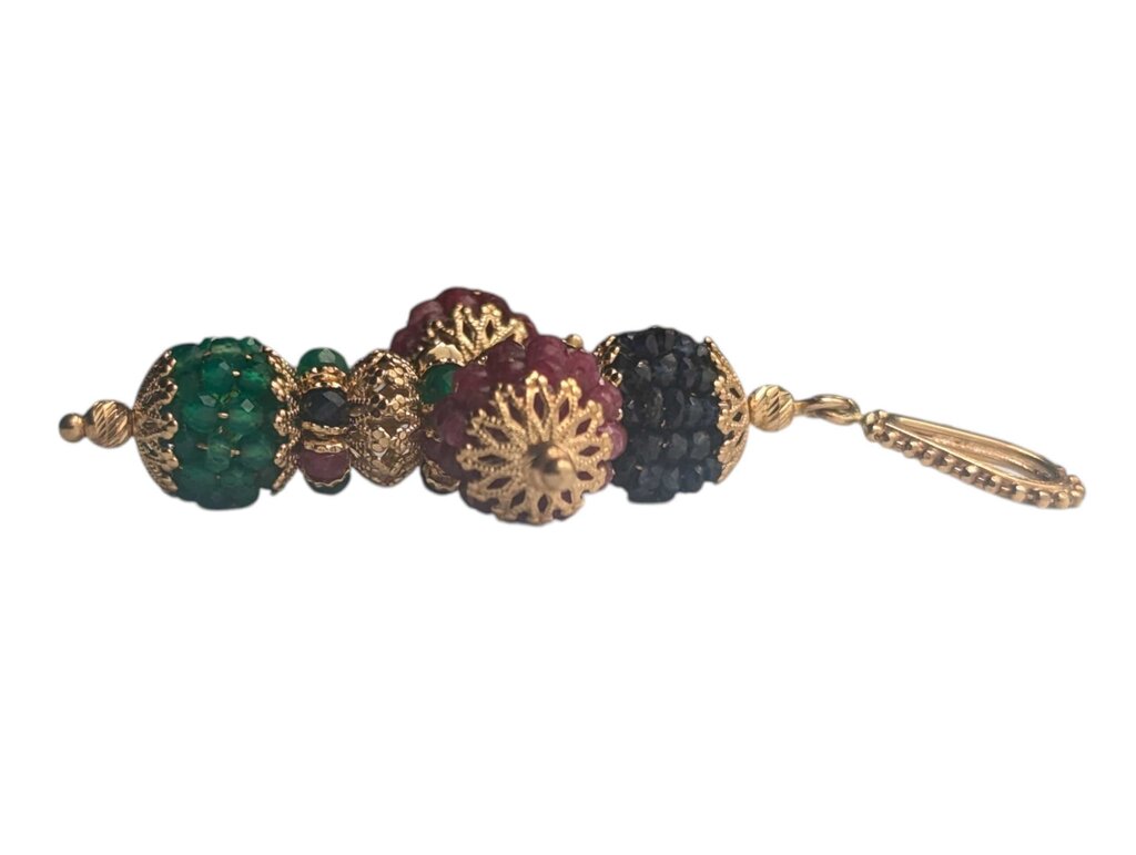 Pendant 14k Cross w/ Sapphires, Rubies, Emeralds