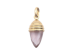 Pendant 18k Yellow Gold "Acorn" Briolette Cut Quartz Made In France