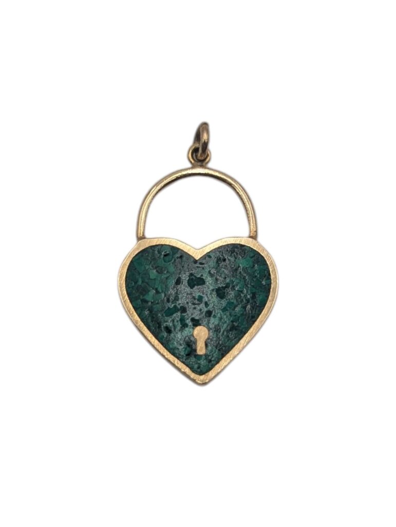 Pendant 14k Yellow Gold Malachite Heart