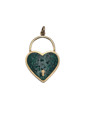 Pendant 14k Yellow Gold Malachite Heart