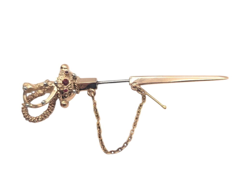 Pin Sword Yellow Gold w/ Rubies (16k &18k)