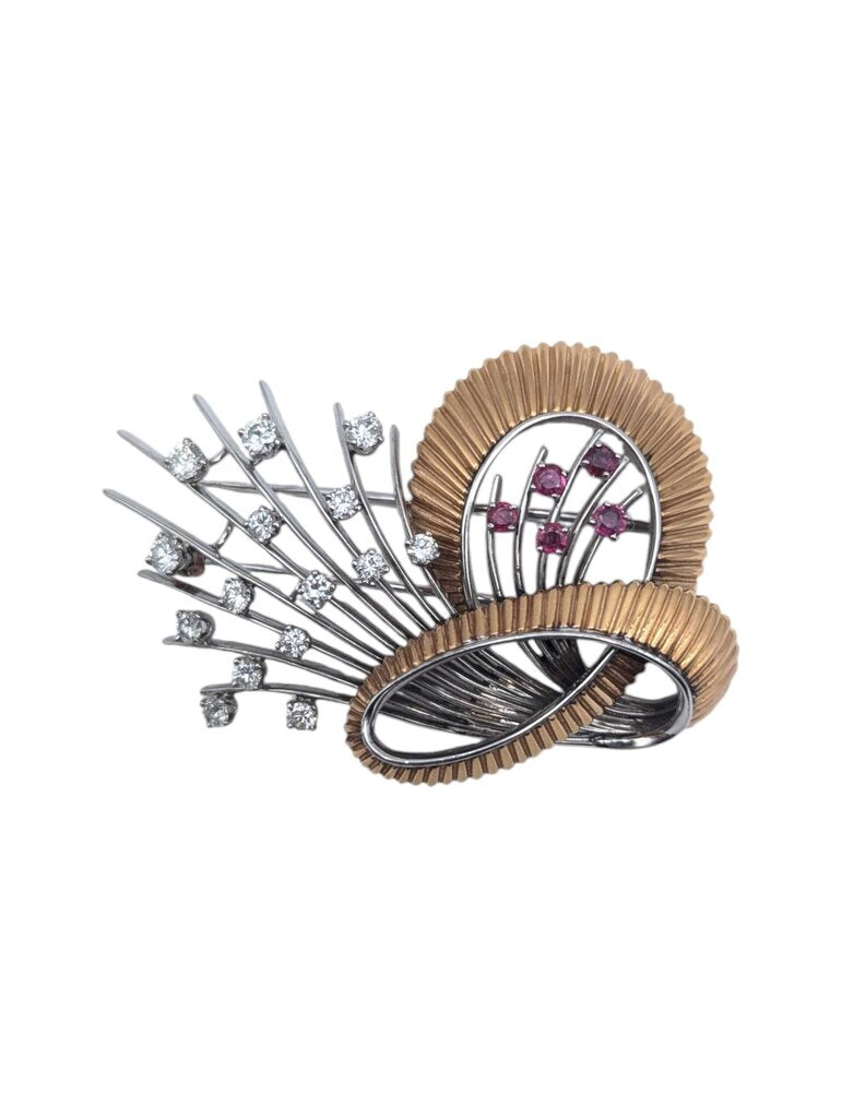Brooch AU & PD Diamonds & Rubies