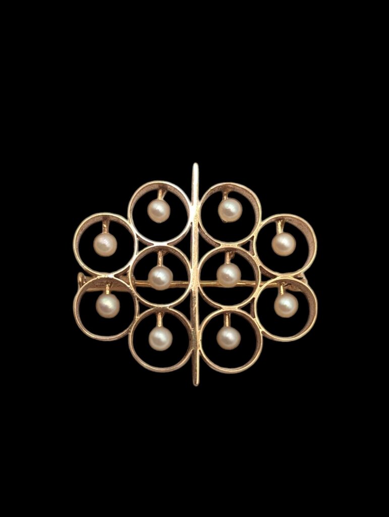 Brooch 14k Yellow Gold w Pearls