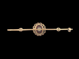 Pin 16k Yellow & White Gold Flower w/ Rubies & Diamonds
