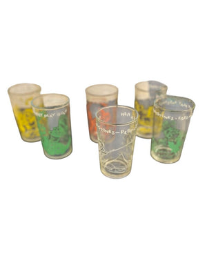 Vintage Welch's Flinstones Jelly Glasses 7 (1 Cracked)