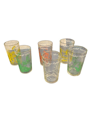 Vintage Welch's Flinstones Jelly Glasses 7 (1 Cracked)