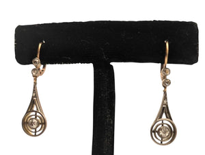 Earrings 14k Yellow Gold w/ Old Cut Diamonds