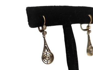 Earrings 14k Yellow Gold w/ Old Cut Diamonds
