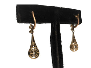 Earrings 14k Yellow Gold w/ Old Cut Diamonds