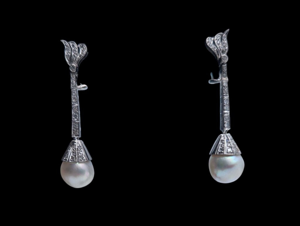 Earrings Hanging AG, AU, PD, CU w/ Pearls & Diamonds