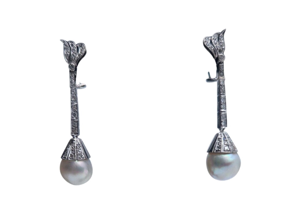 Earrings Hanging AG, AU, PD, CU w/ Pearls & Diamonds