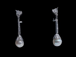 Earrings Hanging AG, AU, PD, CU w/ Pearls & Diamonds