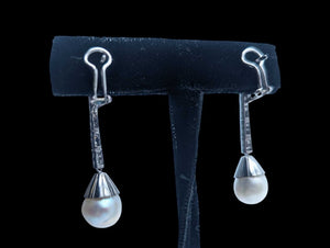 Earrings Hanging AG, AU, PD, CU w/ Pearls & Diamonds