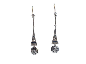 Earrings 18k White Gold Old Cut Diamonds & Sapphires