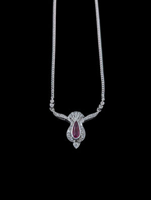 Necklace AG, PD, AU, RH w/ Pendant w/ Diamonds & Rubilite