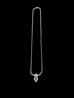 Necklace AG, PD, AU, RH w/ Pendant w/ Diamonds & Rubilite