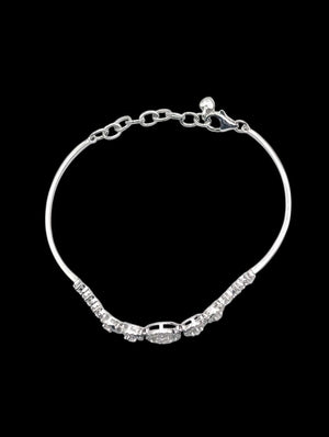 Bracelet 18k White Gold w/ Diamonds Heart Charm by Clasp