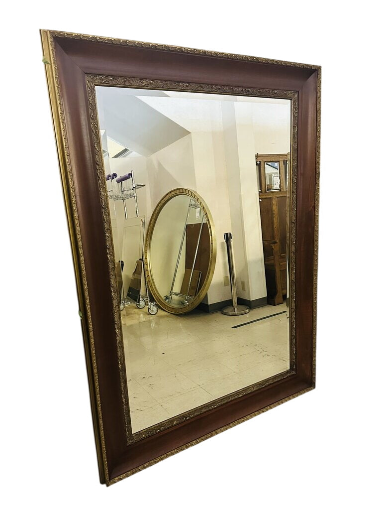 Wood and Gilt Beveled Frame Mirror