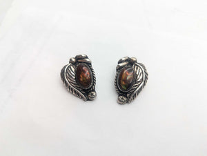 Earrings Clip-On Silver Mexican Fire Opal