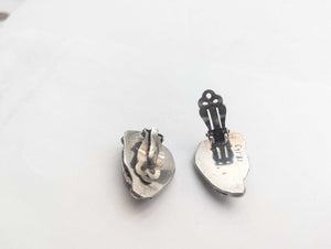 Earrings Clip-On Silver Mexican Fire Opal