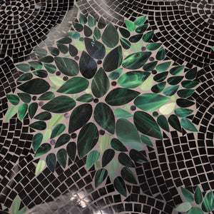 Green Mosaic Leaf-Motif Accent Table