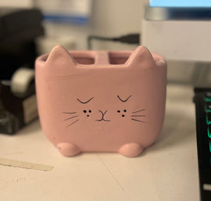 Isaac Jacobs Ceramic Cat Makeup Brush Holder