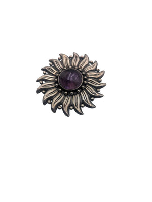 Brooch 940 Silver w/ Amethyst Cab 1930's