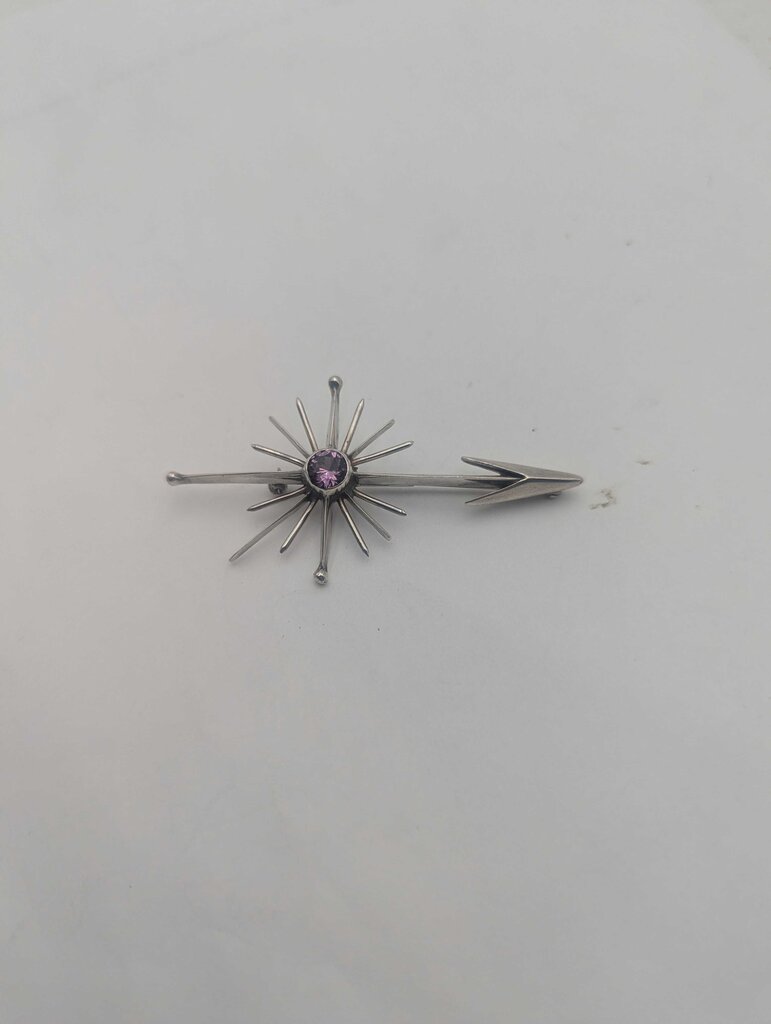 Pin 970 Silver w/ Purple Faceted Stone