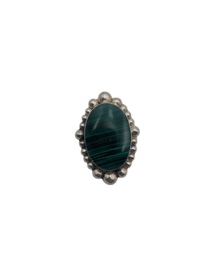 Brooch Sterling Silver w/ Malachite *LARGE*