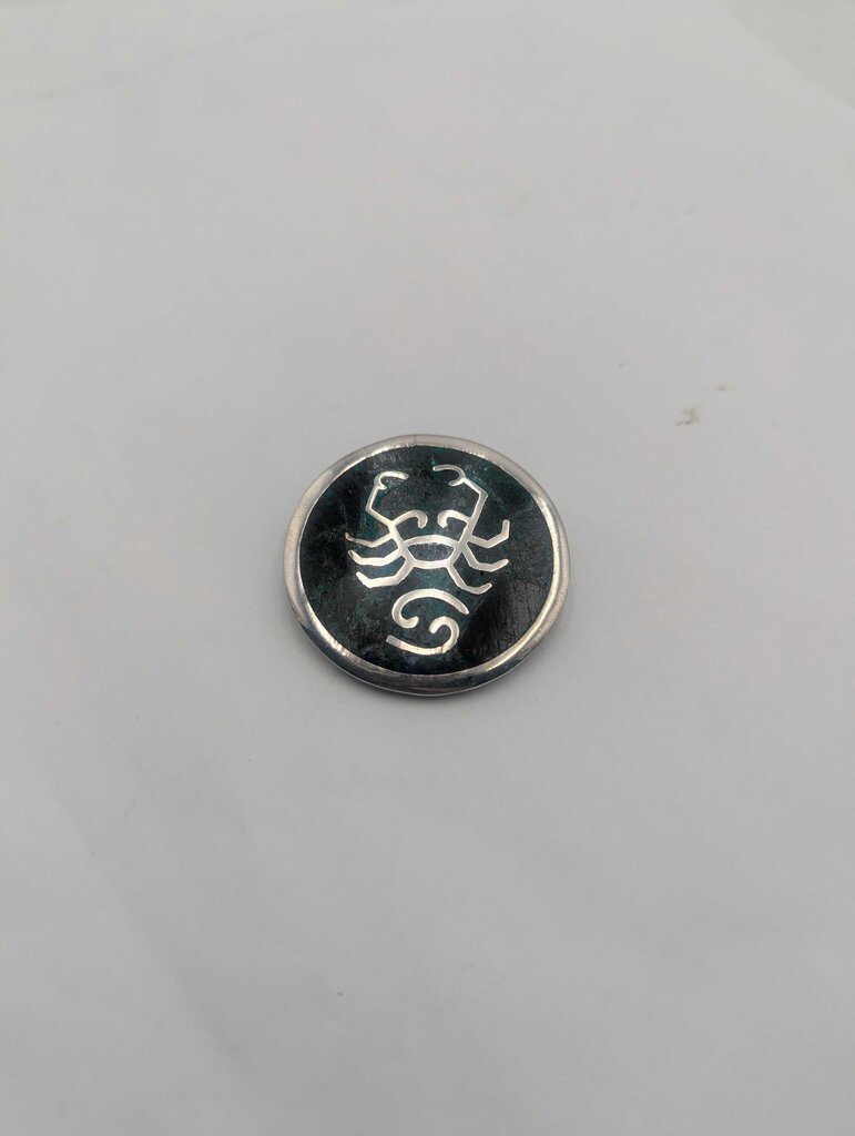 Brooch Sterling Silver Cancer Zodiac w/ Stone Inlay