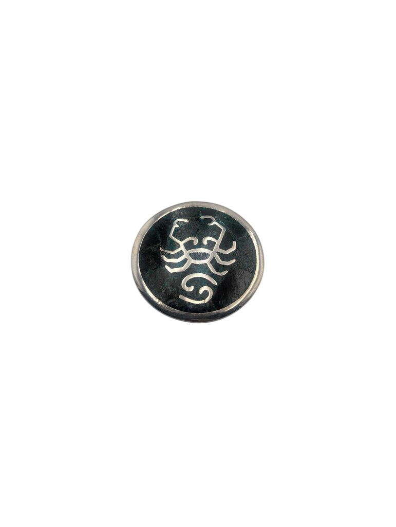 Brooch Sterling Silver Cancer Zodiac w/ Stone Inlay