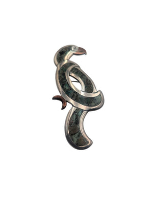 Brooch Silver & Copper w/ Stone Inlay