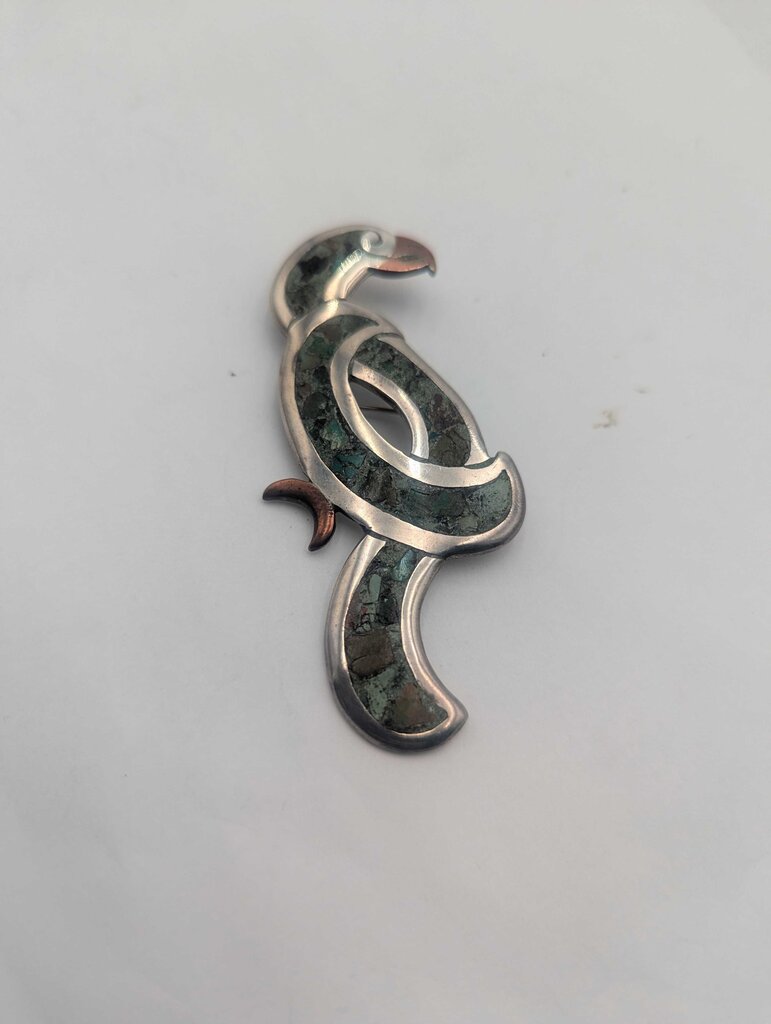Brooch Silver & Copper w/ Stone Inlay