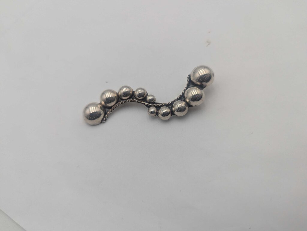Brooch Sterling Silver Beaded Swirl