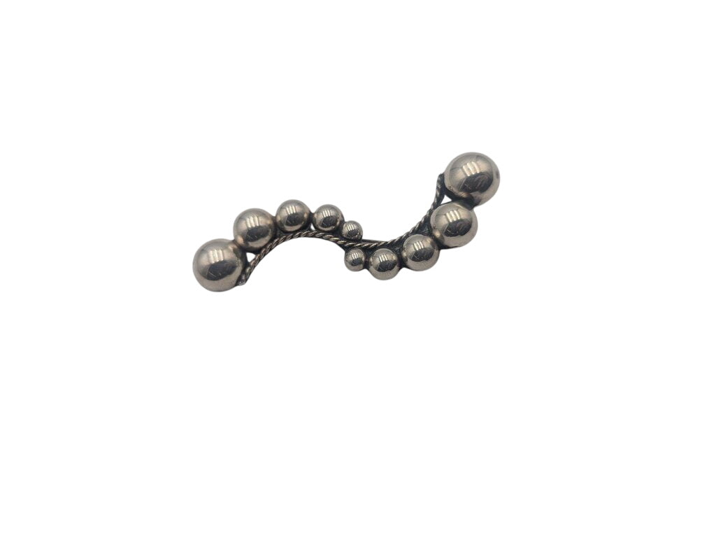 Brooch Sterling Silver Beaded Swirl