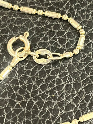 Amber Cabochon Sterling Setting + Bar & Bead Chain