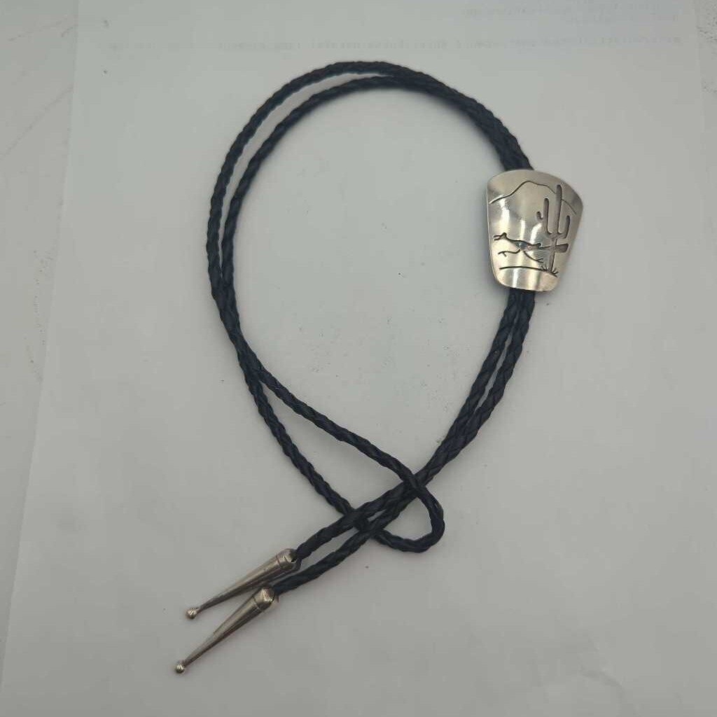 Bolo Tie w/ Silver & Leather