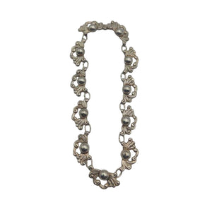 Necklace Sterling Silver Beaded Flower Design