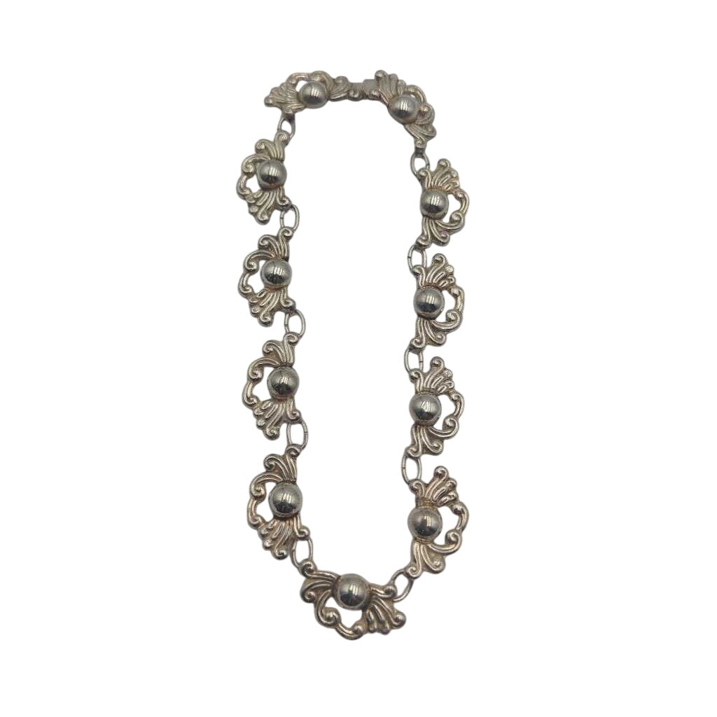 Necklace Sterling Silver Beaded Flower Design